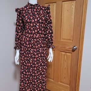 ZARA floral red and black long sleeve size L dress.